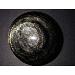 obsidienne argentée motif fleur de vie, dimension 6.3 x 6.3 cm