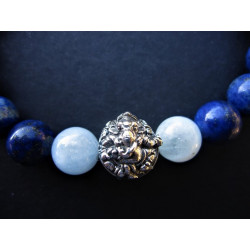 Bracelet Ganesh en lapis lazuli et aigue marine