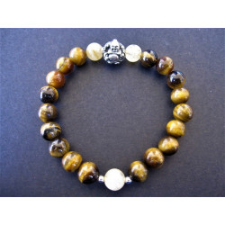 Bracelet bouddha en oeil de tigre et quartz rutilé