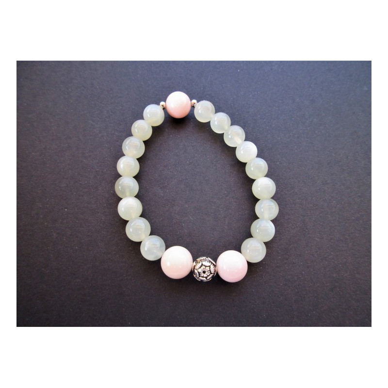 Bracelet en pierre de lune et opale rose