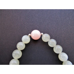 Bracelet en pierre de lune et opale rose, pierres fines naturelles.