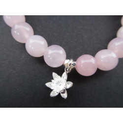 Bracelet en quartz rose avec lotus