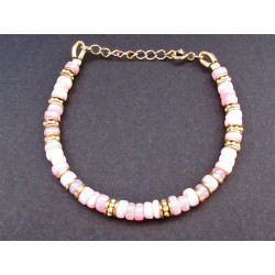 Bracelet en opale rose de style heishi