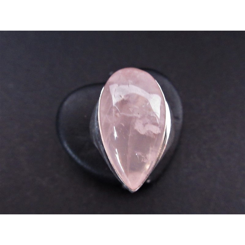 Bague forme de goutte en quartz rose