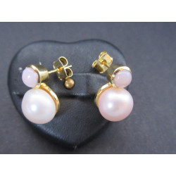 boucles d'oreilles en perle d'eau douce et opale rose