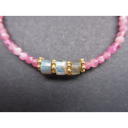 bracelet en tourmaline rose et labradorite