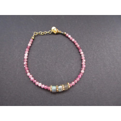 bracelet en tourmaline rose et labradorite
