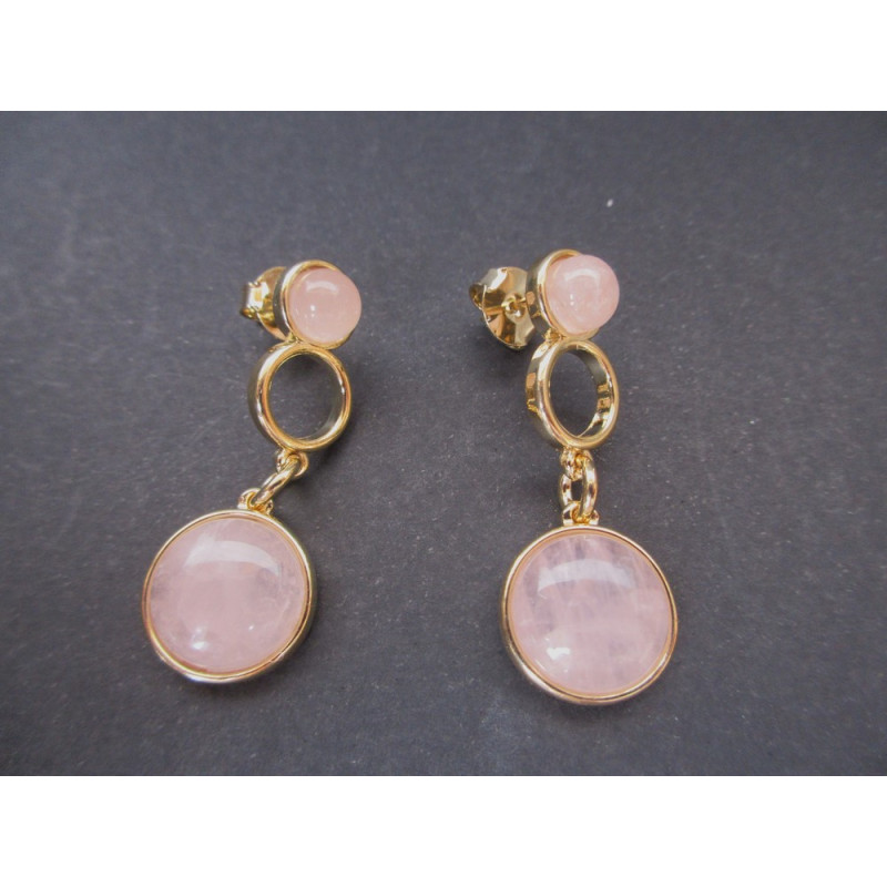 boucles d'oreilles en quartz rose