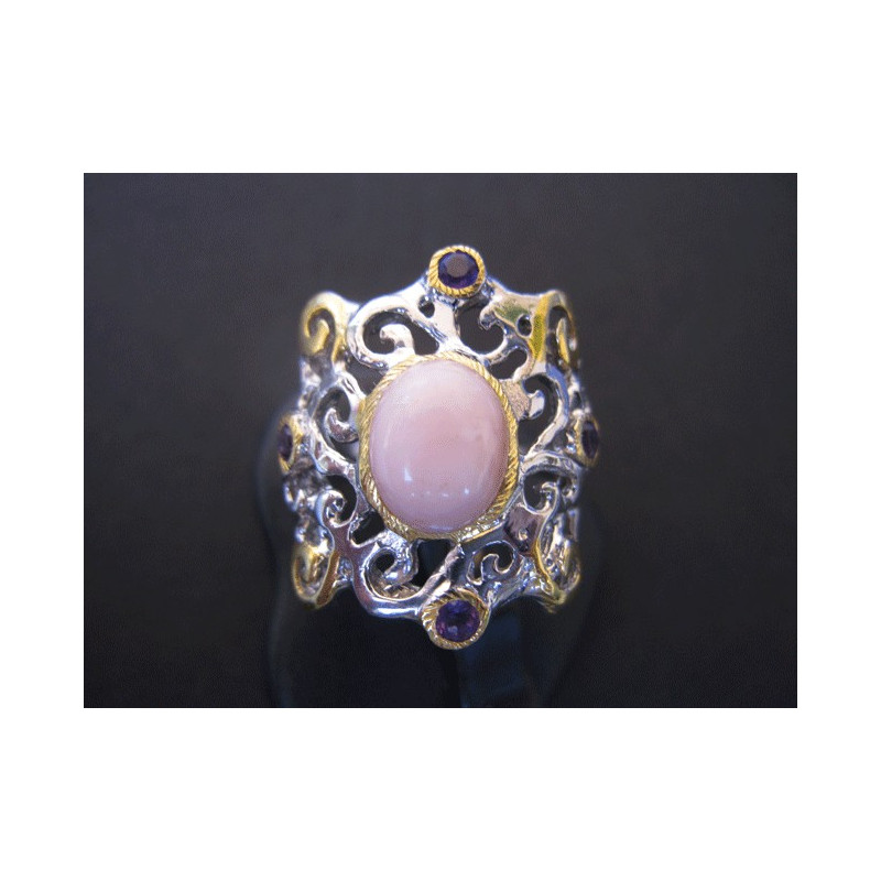 Bague de créateur moderne en opale rose